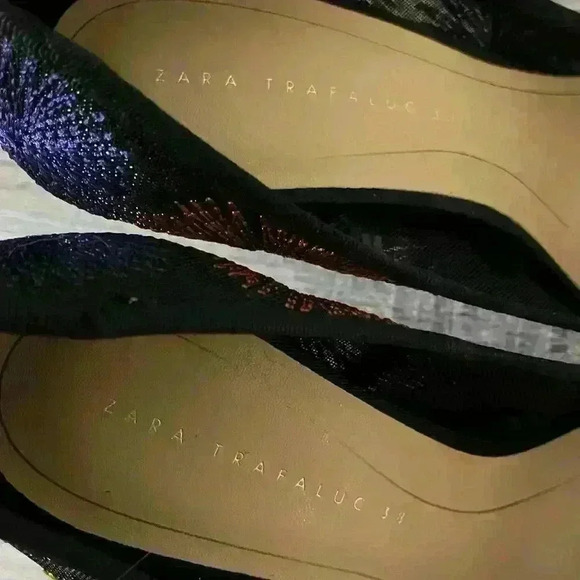 Zara Trafaluc Embroidered Sunburst Fantasy Multicolor Heels Size EU 38 - Picture 6 of 12